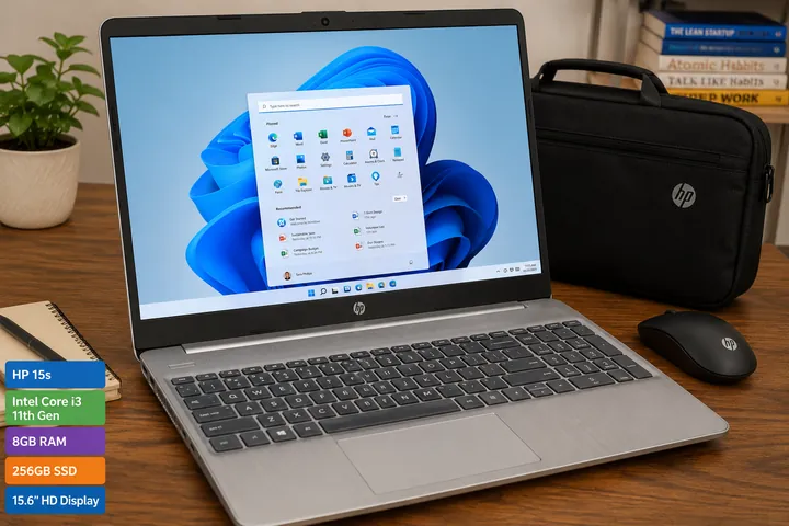 HP 15s Laptop – Core i3, 8GB RAM, 256GB SSD